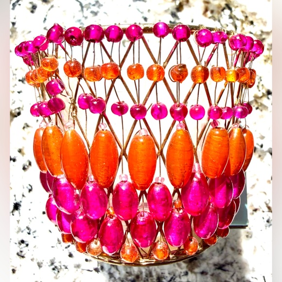PartyLite Other - PartyLite ‘SIZZLE’ Votive Holder_Vibrant Fuchsia & Tangerine Beads_ P8186 NIB